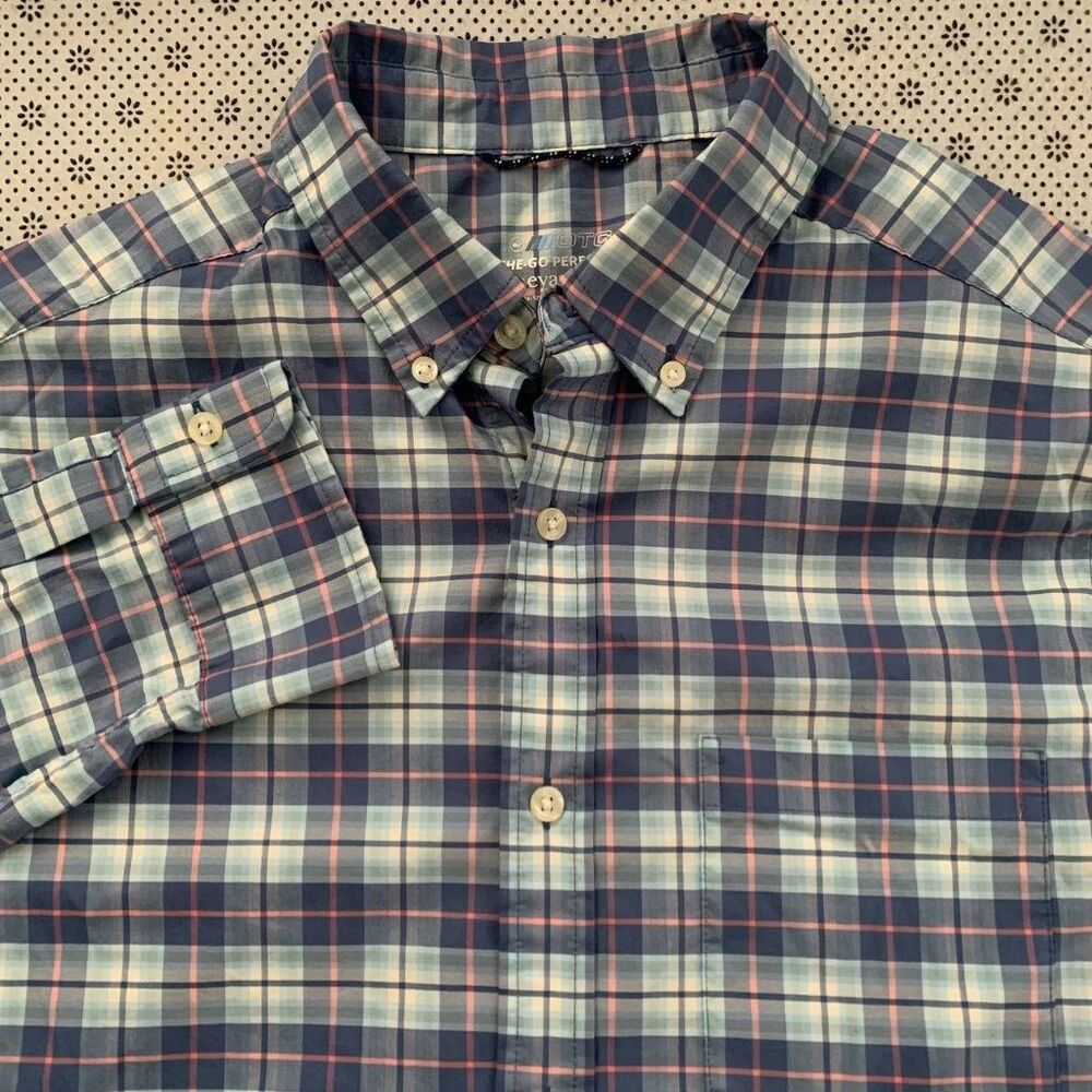 Vineyard Vines OTG On-The-Go Performance Plaid Button Down Shirt Men M Blue